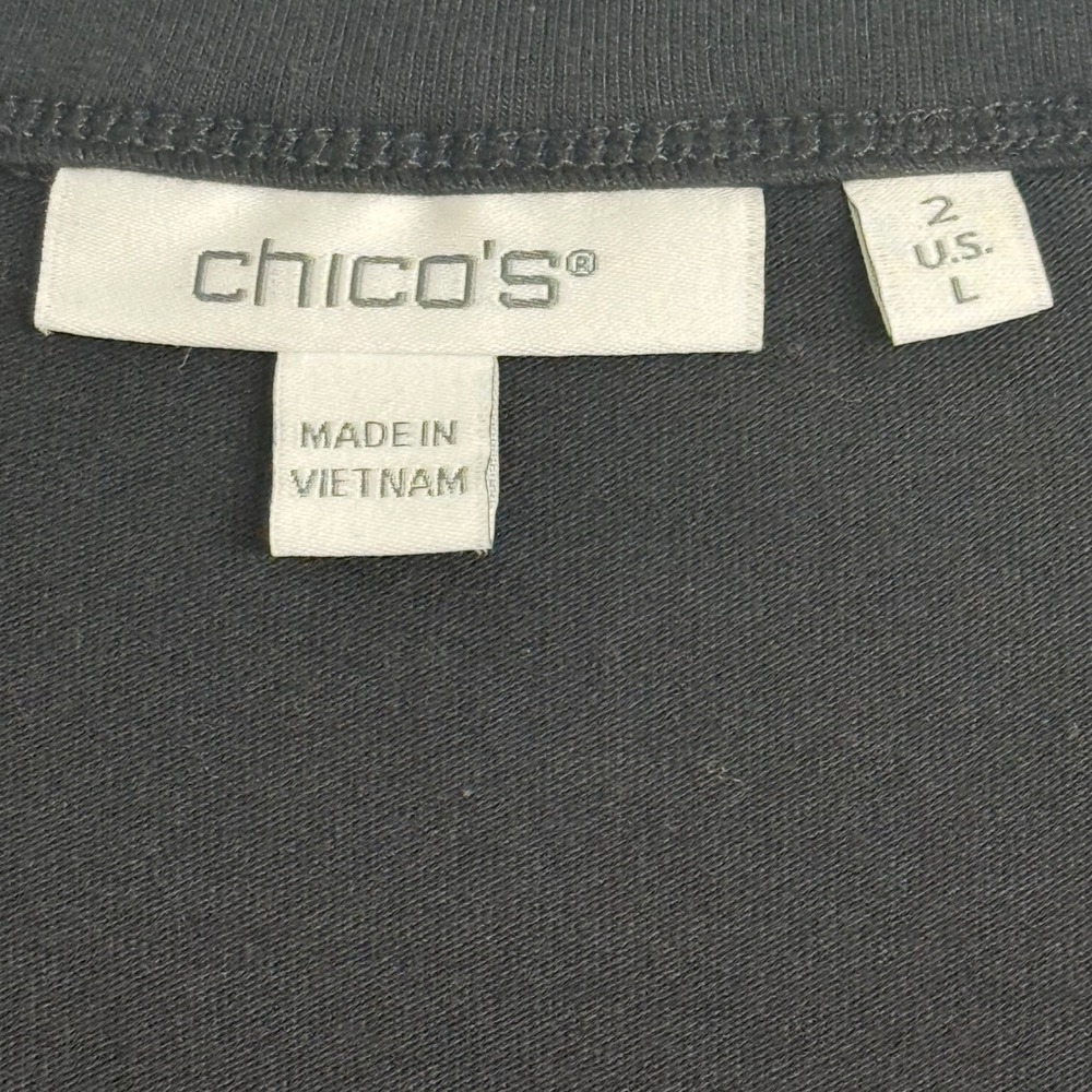 Chico's Women's 3/4 Cuffed Sleeves, Embellished Touch of Cool Knit Top - Picture 2 of 7